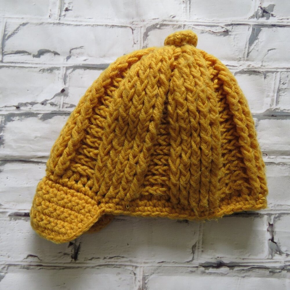 Vintage Mustard Yellow Knit Toque With Lid